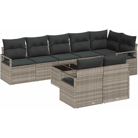 Maison Exclusive - Sofa Set mit Kissen 9 pcs Hellgrau Poly Rattan