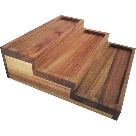 Étagère à épices à 3 niveaux en bois, stable et idéale pour le comptoir, le placard ou le garde-manger. (1/5)
