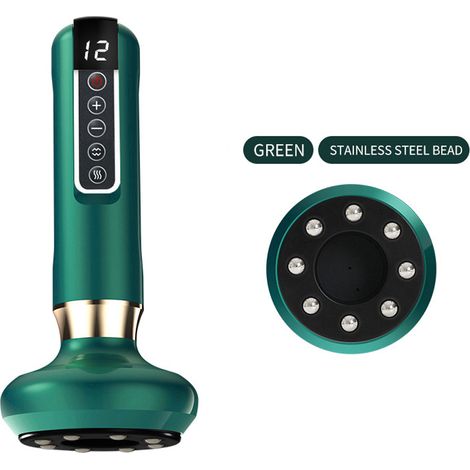 Intelligentes elektrisches Gua-Sha-Schröpfgerät (grün) zur Massage von Fettpolstern, Bauch, Oberschenkeln und Nacken zu Hause (1/5)