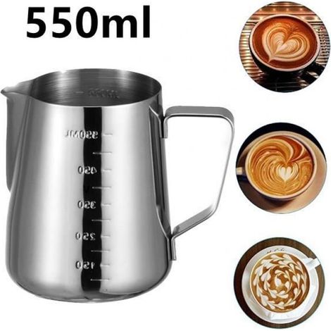 Tasse à mousse - Inox - 550ml - Argent - Pratique - Design élégant (1/4)