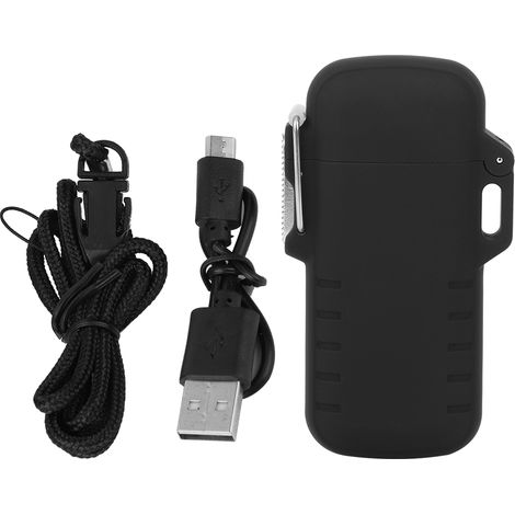 Briquet électronique USB étanche à double arc pour homme - Cadeau idéal noir (1/5)