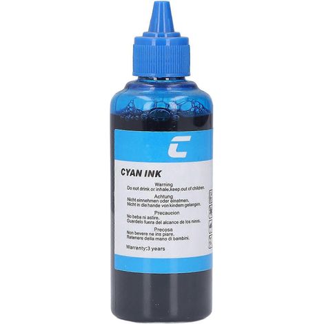Flacon de recharge de 100 ml d'encre haute pureté pour imprimantes HP (cyan)
