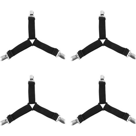 4pcs Réglable élastiques Drap de Lit Attaches Triangle Sangles de soutient pour lit, Coussin pour canapé, Matelas, nappes (1/4)
