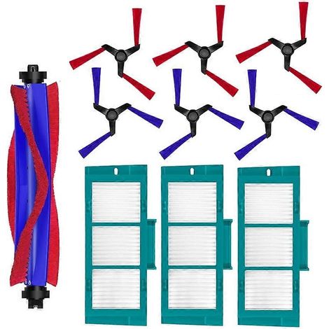 Lot de 10 brosses principales, filtres HEPA et brosses latérales de rechange pour aspirateur robot Spot+Scrub Ai. (1/4)
