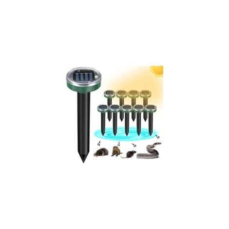 Lot de 10 répulsifs solaires pour souris et serpents, à ultrasons, pour l'extérieur, adaptés à la pelouse et au jardin- Crezuo (1/4)