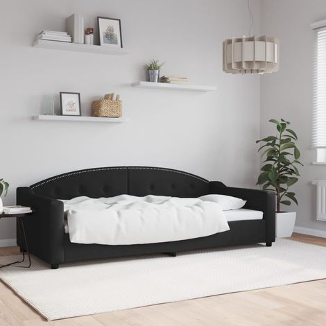Sofá cama sin colchón tela negro 90x200 cm