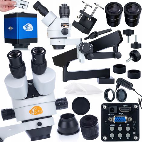 Rosfix Microscopio stereoscopico trinoculare su braccio Neptune Pro MSNP-T-WDMS1 + Telecamera per microscopio Draco Blue PRO KMDBP-HDMI-VGA 2mp Serie Plantes PRO (1/5)