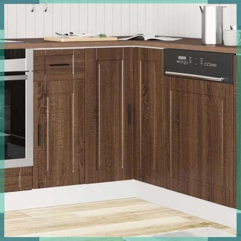 Armoire d'angle de cuisine - Porto - chêne marron - bois d'ingénierie - 75,5x75,5x81,5 cm (1/5)