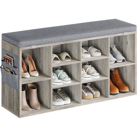 Meuble à Chaussures ,Banc à Chaussures, Étagères Réglables,10 Compartiments,pour Couloir Salon,104x30.5x53CM (1/5)