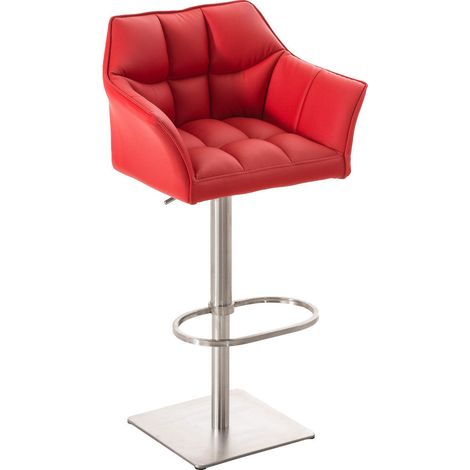 Tabouret de bar x1 réglable en similicuir rouge assise enveloppante capitonnée avec base carrée en acier inoxydable 100006343 (1/5)