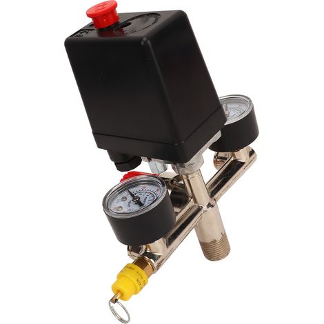 Kit régulateur pression compresseur air avec commutateur auto, vanne et manomètres, raccord laiton standard US 3 en 1, alliage zinc, 0.5-0.8MPa (1/5)