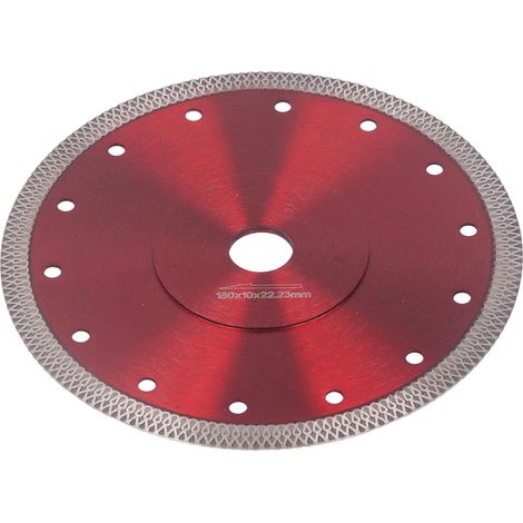 Lame de scie ultra-mince en acier allié au manganèse 65, diamant rouge, tranchante pour la porcelaine et le granit, 18 cm (7,1 po) (1/5)