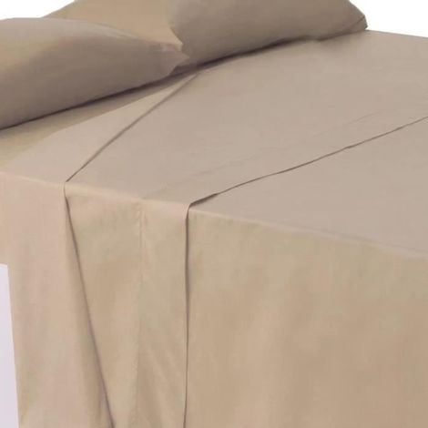 Drap dessus de lit - JUANIO - 270x240 cm - Beige - 52% polyester/48% coton 114 g/m² - Anti-acariens