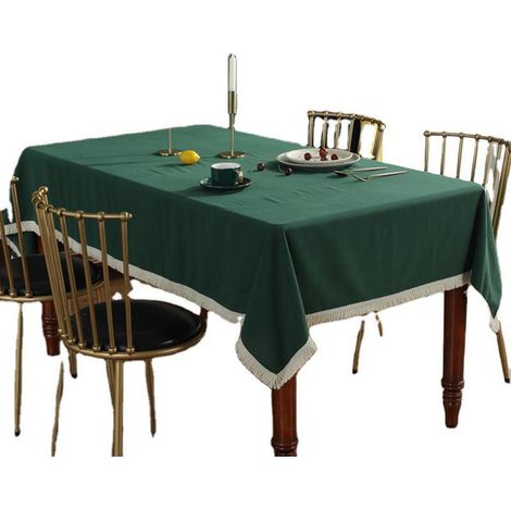 Rechteckige Leinentischdecke, 100 x 260, wasserfest, knitterfrei. Einfache reine Farbe mit Quasten, waschbar. Tischdecken für Küche, Party, Urlaub, Weihnachten, Buffet.