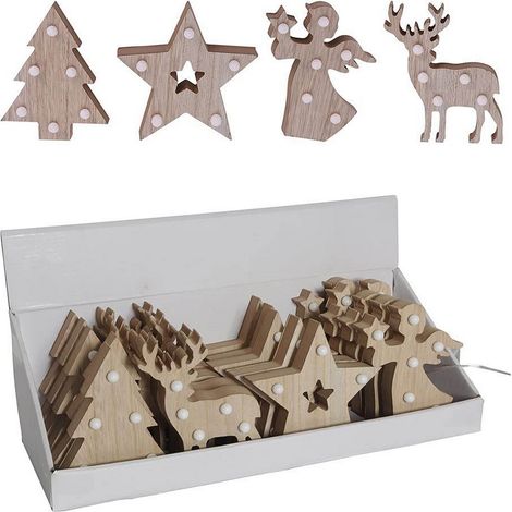 Figura decorativa ledkia legno naturale 10 cm confezione 20