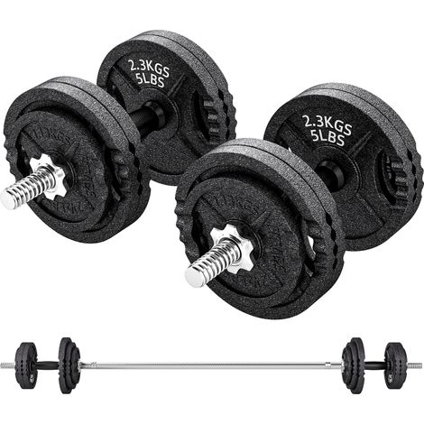 SPORTNOW Pesi Palestra da 42 kg con 14 Dischi, Bilanciere e Manubri Nero
