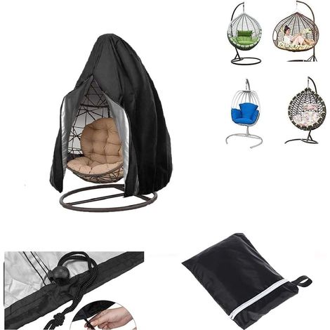 HäNgesessel Abdeckung 420D Oxford-Gewebe HäNgesessel Abdeckung Outdoor HäNgesessel SchutzhüLle SchutzhüLle Abdeckhauben für Schwebesessel Swing Egg Chair Cover mit Kordelzug 230 X 200cm