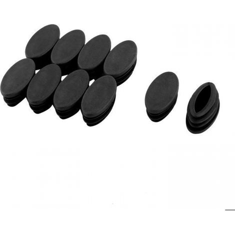 Embouts ovales en plastique noir pour pieds de meubles, 20 x 40 mm, à insérer dans les pieds de chaises et de tables, lot de 10. (1/5)