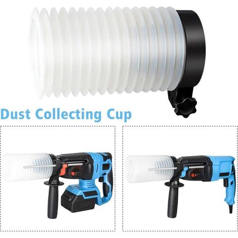 Caoutchouc Perceuse Électrique Poussière Collecteur Housse, Réglable Marteau, Universel Maillet Tasse pour Ash Résistant à la Appareil Puissance Outil - Blanc, 15x9.5cm (1/5)