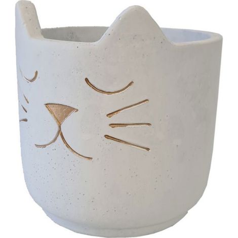 Cache Pot de Fleurs Chat Blanc (1/2)