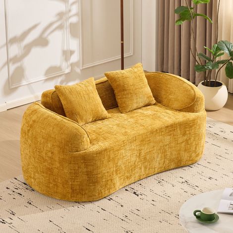 Poltrona relax da 2 posti con 2 cuscini, per soggiorno, camera da letto, giallo (1/5)