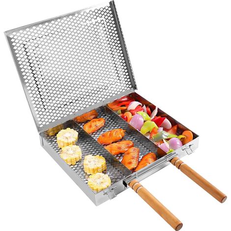 Panier à barbecue pour churrasco, en acier inoxydable - Grill extérieur avec poignée (1/5)