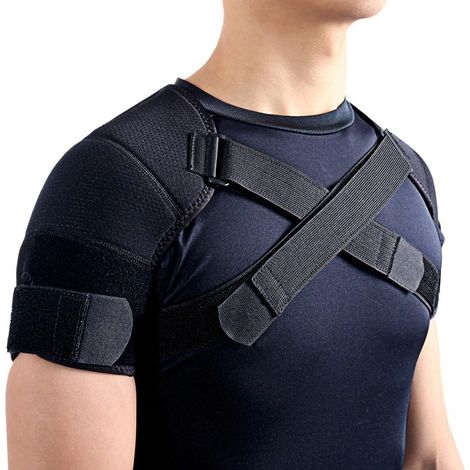 Orthèse d'épaule réglable – Noire, pour le sport (1/2)