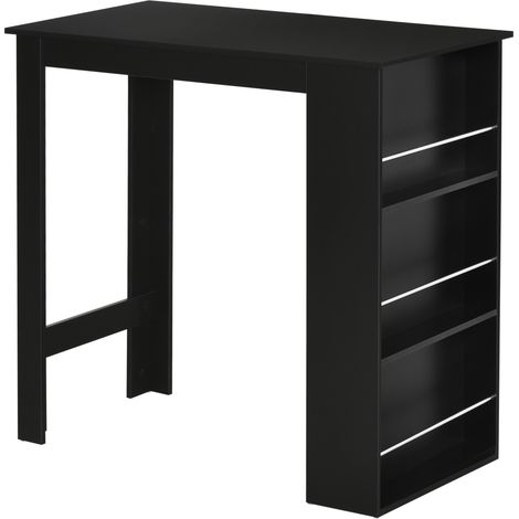 Tavolo da bar, tavolo da cucina alto, bancone per lavorare in piedi - dimensioni 112L x 57W x 106H cm - 3 ripiani - nero