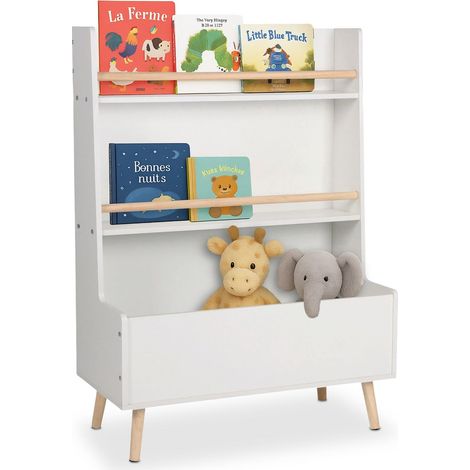 Mueble de almacenaje para libros y juguetes infantiles - 2 estantes, compartimento grande