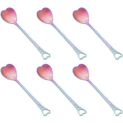 Lot de 6 cuillères à café en forme de cœur, en acier inoxydable, pour le thé ou la glace (BGS) (1/3)