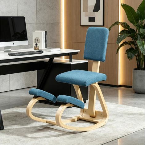 Sedia ergonomica inginocchiata 51x84x93 cm blu scuro in legno di betulla - CHICFURN (1/5)