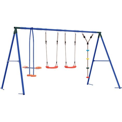Ensemble de balançoires d'extérieur enfant acier et PE multicolore 330 x 185 x 185 cm, 31.84kg (1/5)