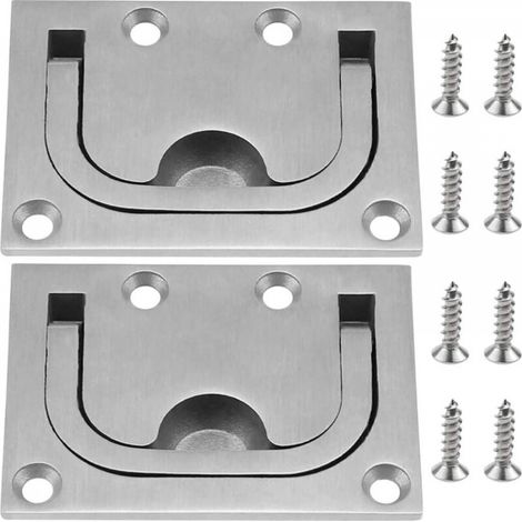 2 Poignées Trappe Affleurantes Acier Inox Bateau Yacht W (1/5)