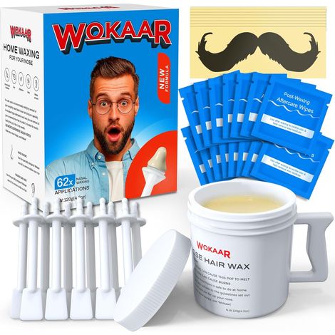 Kit de cire de nez pour hommes et femmes, cire hypoallergénique de 120 g, 30 applicateurs, cire pour épilation nasale et oreilles, kit facile de cirage nasal 15 (1/5)