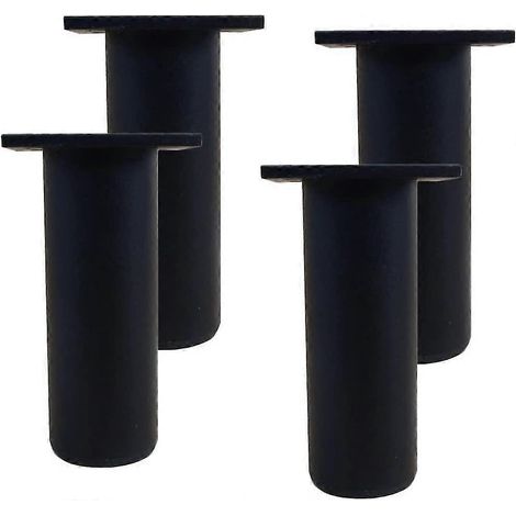 Ensemble de 4 pieds de meubles de cuisine en aluminium, ronds et réglables, capacité de charge de 12 cm, noirs. (1/5)
