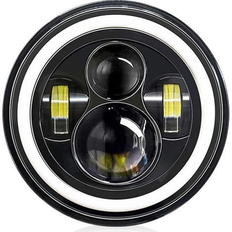 Faro LED rotondo, 7 pollici per auto e moto (1 pezzo) con luci diurne, indicatori di direzione, luci anabbaglianti e abbaglianti luci. 6000K, 140W, impermeabile IP67. (1/5)