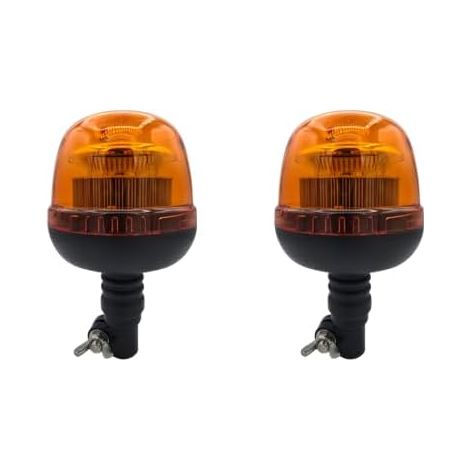 Lot De 2 Gyrophare Flexible Sur Tige, Rotatif Led, Ip65, Tracteur Agricole