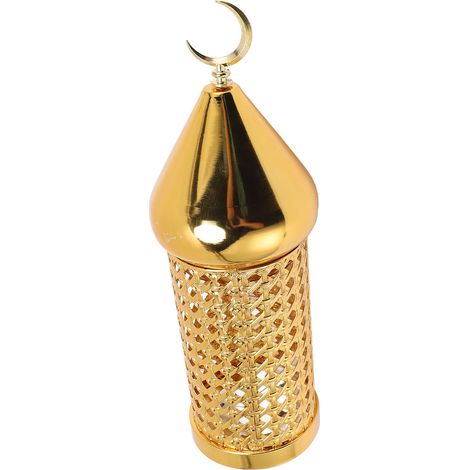 Lampe à vent dorée artisanale, lanterne en fer creux style rétro pour décoration de mariage/fête (taille M) (1/5)