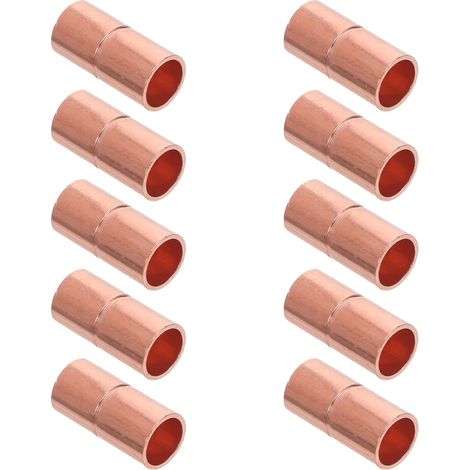 10 Pièces Raccord Droit en Cuivre avec Butée Rainurée, Accouplement de Tuyau Soudé Résistant la Pression pour Installations Industrielles et Chimiques, Transfert Thermique (1/5)