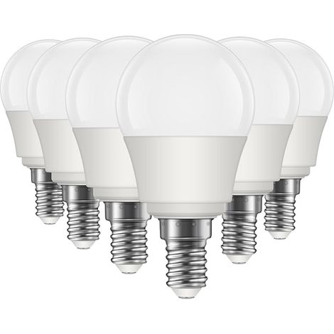 Ampoule LED E14 Type Golf 2W, Classe énergétique A, 3000K, Blanc Chaud, Culot G45/P45, équivalent à 40W, Non Dimmable, 470lm, Ampoule LED E14 à économie d'énergie, Lot de 6 (1/5)