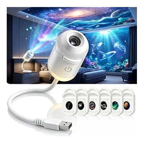 5D Holographic Projector with 6 Films 360 Degree Flexible Gooseneck Plug and Play for Sleep Mood Lighting (1/5)