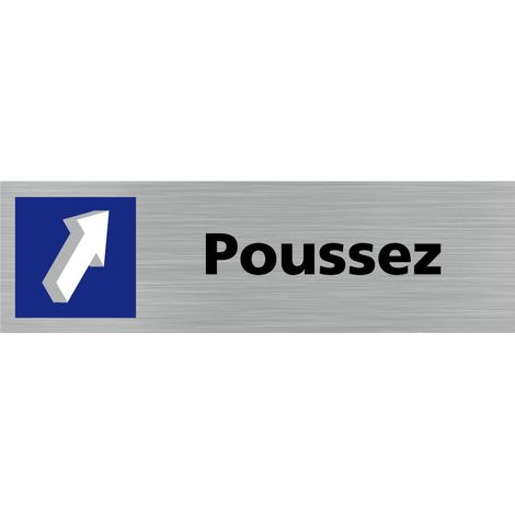 Pictogramme POUSSEZ (Q0361).- Adhésif aspect aluminium brossé - (1/5)
