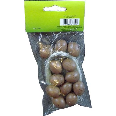 Set di 10 mini uova marroni con fieno da 1,5 cm