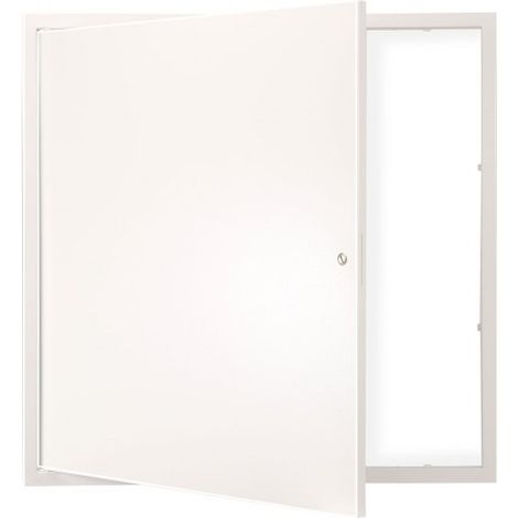 Trappe de Visite en Acier Galvanisé Porte de Révision Ouverture 417x417 mm Surface Facile à Peindre Panneau d’Accès Maintenance avec Serrure pour Cache Canalisations Placo Plafond Sol Blanc (1/4)