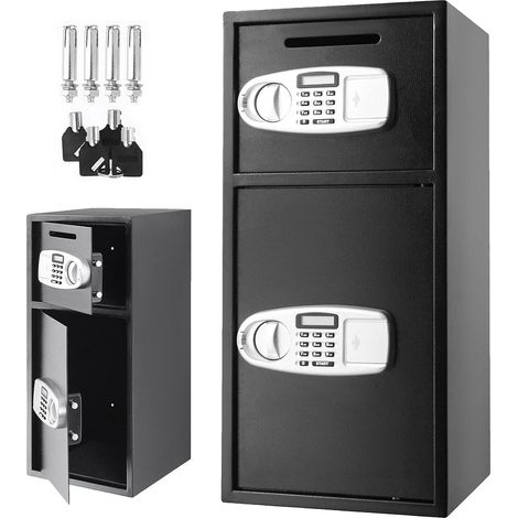 Grande Double Porte Sécurité Coffre-Fort Coffre-Fort Boîte Solide Boîte Forte avec Serrure numérique for Bijoux de Pistolet d'argent Noir (1/5)