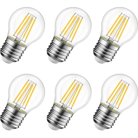 6W Ampoule LED Filament E27 G45, Equivalent à Ampoule Incandescence 60W, 806Lm 2700K Blanc Chaud, Ampoule Edison Vintage, Non Dimmable, Lot de 6 [Classe énergétique D] (1/5)