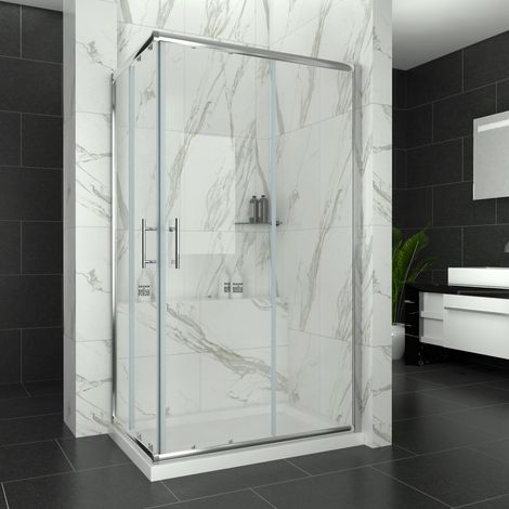 ELEGANT Shower Enclosure Corner Entry Shower Cubicle Square Sliding Door 1000 x 700 mm