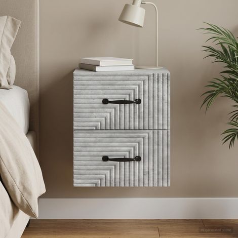 vidaXL Wall-Mounted Bedside Cabinet Concrete Grey 34.5 x 33 x 40 cm (1/5)