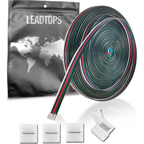 10m RGBW 5pin Extension Fil Electrique 2 22 Câble de Casse 5 Ligne de Cordon de Noyau avec Connecteurs pour La bande LED RGBW, Lumières en Ruban, Lampe (1/5)