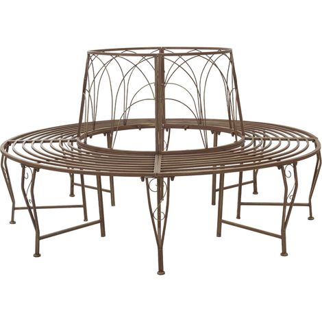 Baumbank 8-Sitzanzahl Ø 160 x 89 cm Stahl Antikbraun Rund vidaXL